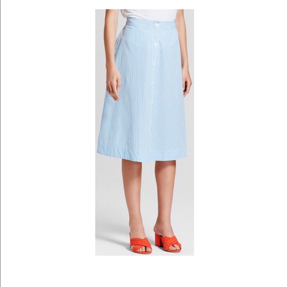 A New Day Pinstriped Button Down Midi Skirt